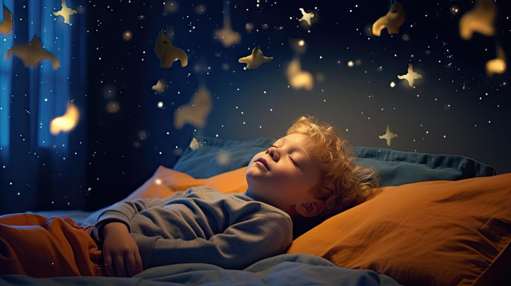Niño teniendo un sueño reparador en una cama cómoda